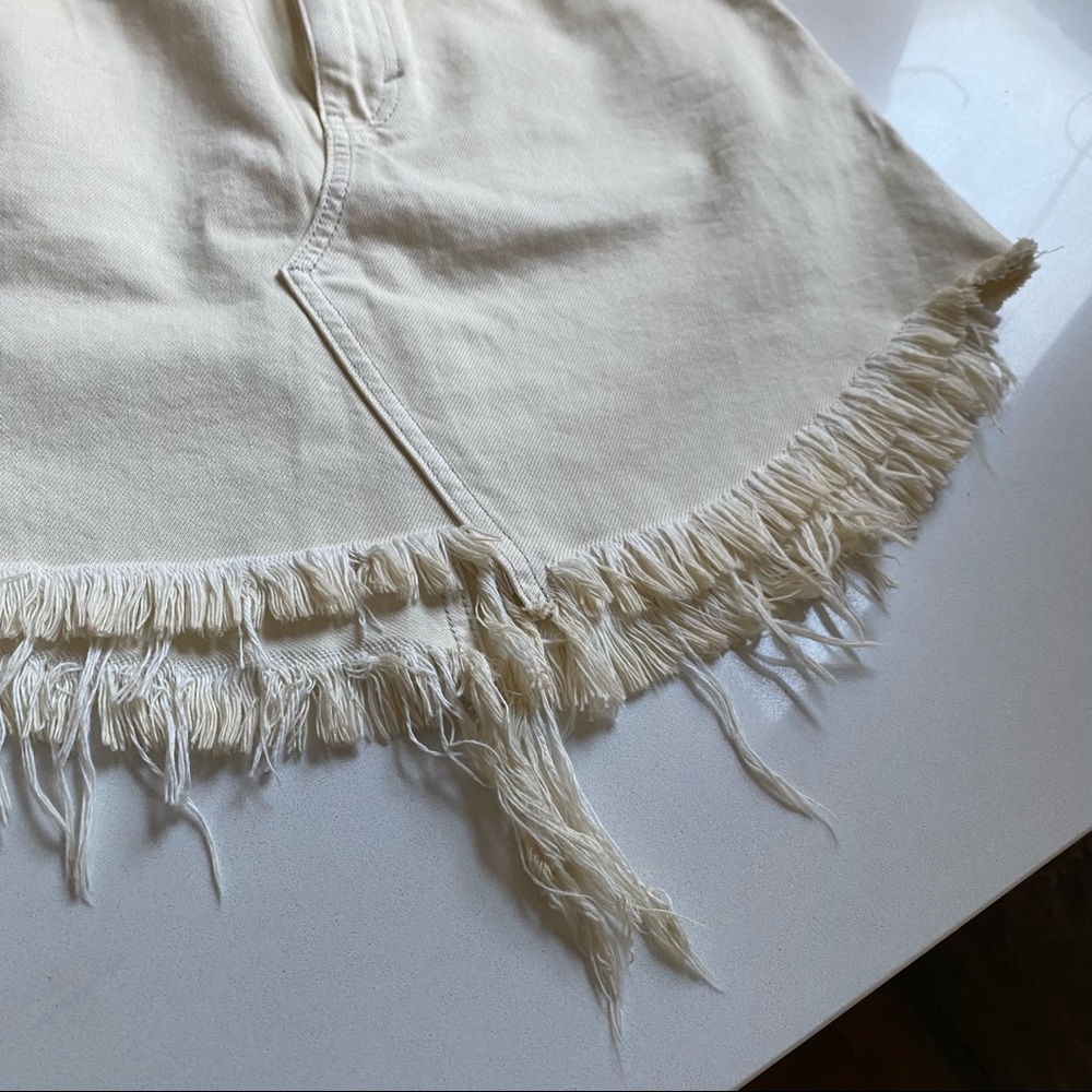 FREE PEOPLE ~ NWT Cream Distressed Mini Skirt - Picture 6 of 7